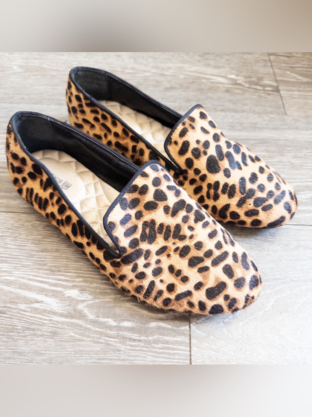 Birdies The Starling Calf Hair Leopard Slip On Loafer Falts size 6.5